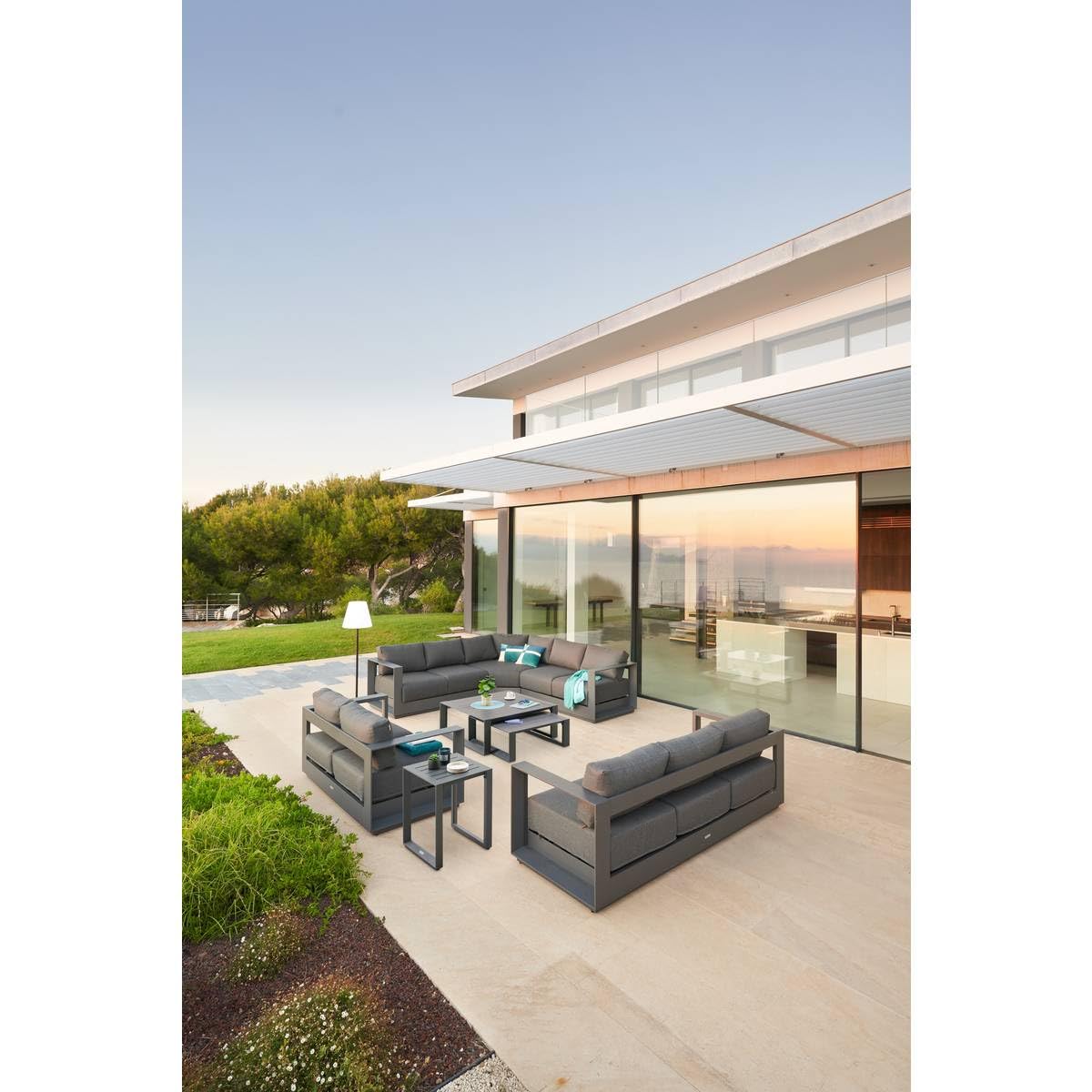 Hespéride - Conjunto de Muebles de jardín esquinero Allure Grafito 5 plazas de Aluminio y poliéster