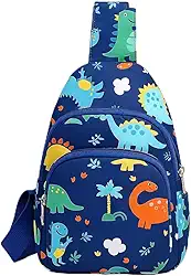 Mochila Infantil Tiracolo com Estampa Dinossauro - Mini para Viagem, Escola e Passeios, Nylon Leve e Ajustável, Estampa Cartoon Dino