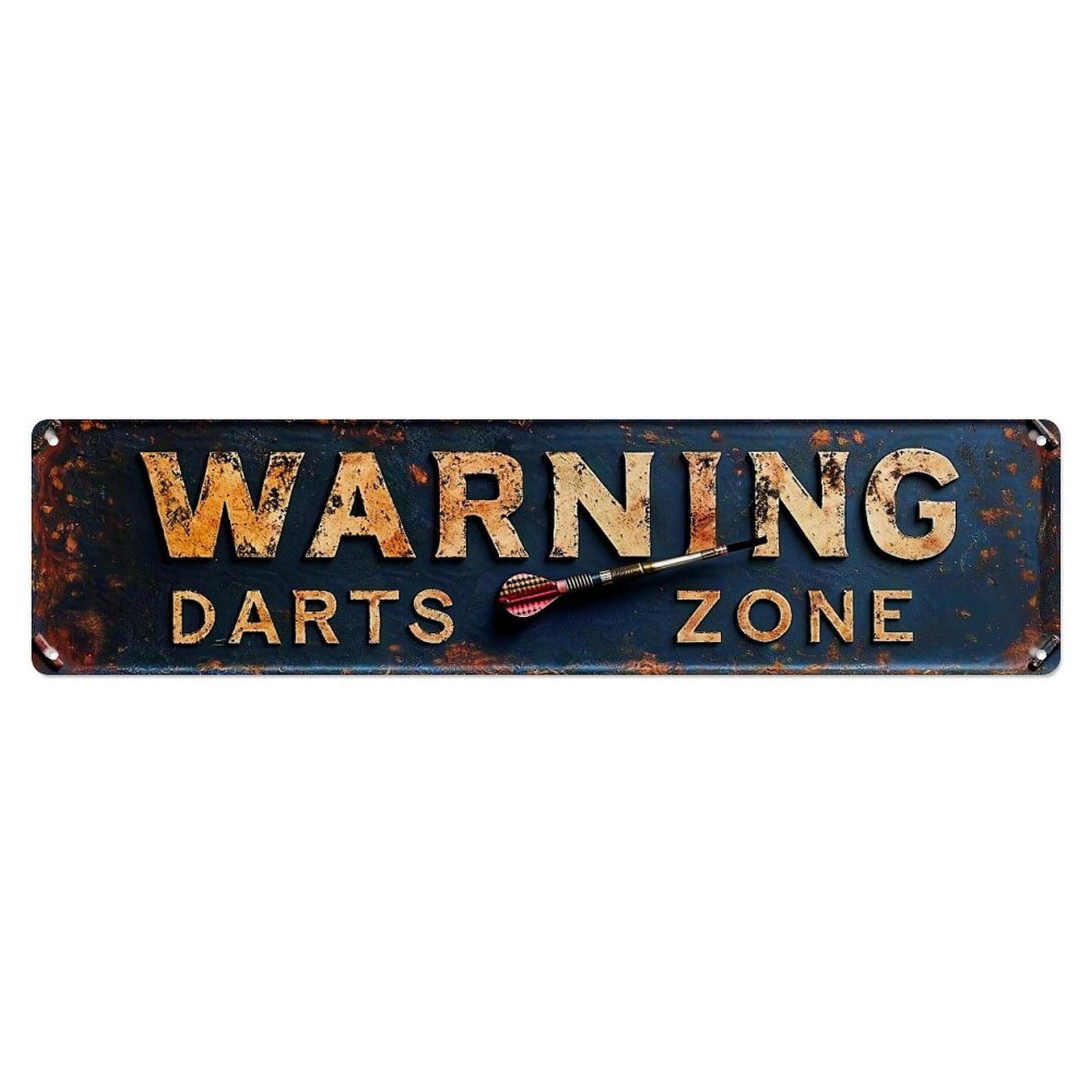 Jdyansheng Vintage Warning Darts Zone Sign Tin Sign Metal Poster Metal Signs For Home Man Cave Bar Cafe Kitchen Laundry Room Wall Decorations 4X16 Inches