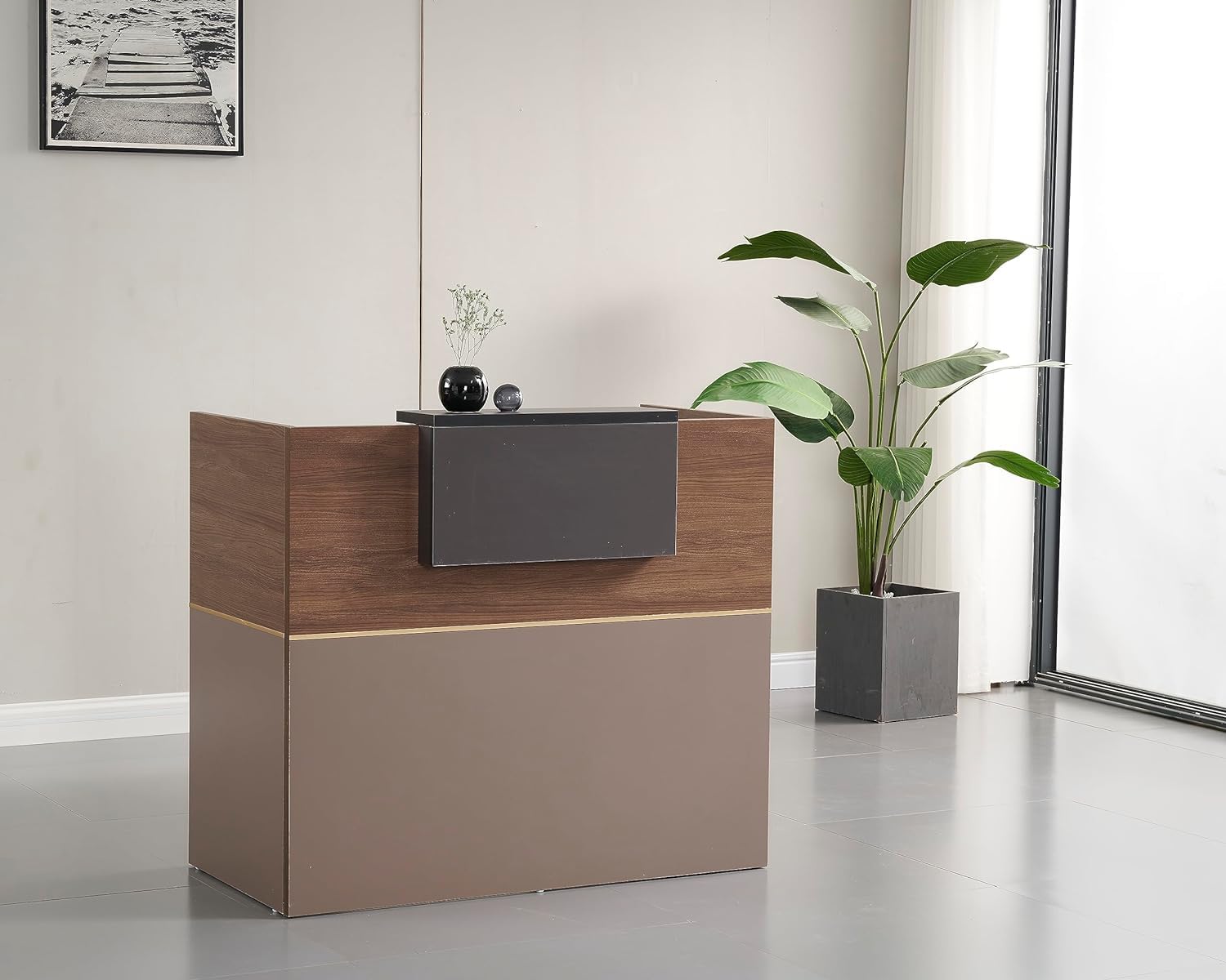 Karnak Reception Desk For Front Office Desk, Premium Quality Office Reception Desk- K-1405-120CM