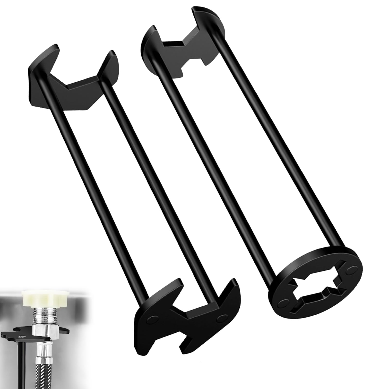 Tap Spanner, 2PCS Basin Wrench for Tight Sp, 2PCS Basin Wrench for Tight Spaces, Multifunctional Plumbing Tool with Seven Size Openings, Portable Sink Installation Kit for Homeowners and Professionals
