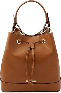 Minerva Borsa secchiello in pelle Cognac