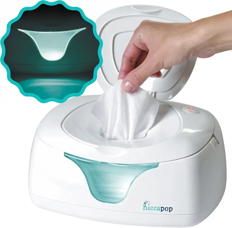 hiccapop Baby Wipe Warmer and Baby Wet Wipes Dispenser | Baby Wipes Warmer for Babies | Diaper Wipe Warmer with Changing Light