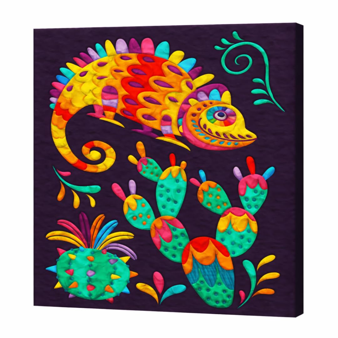 Splat Planet - Mess-Free Fiesta Fiesta Clay Painting Kit, Air Dry Clay Modelling Kit, Sensory 3D Canvas Fun Arts and Crafts for Kids, Pre-Framed 30x30cm (12x12 inches)