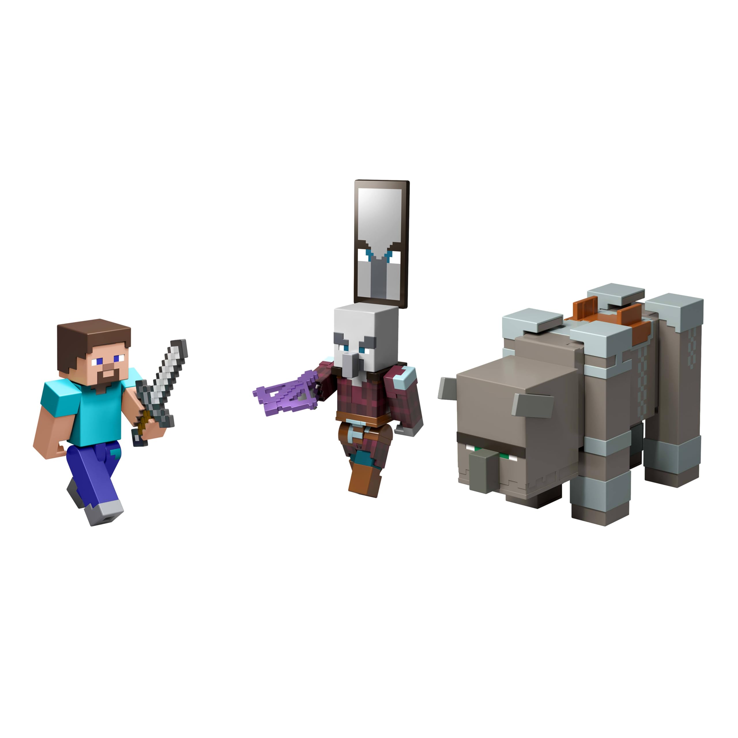 Mattel Minecraft Raid nel Villaggio con 3 action figure e accessori | Il set da collezione in scala da 8,3 cm include Steve, per giocatori di videogiochi e bambini (esclusiva Amazon)