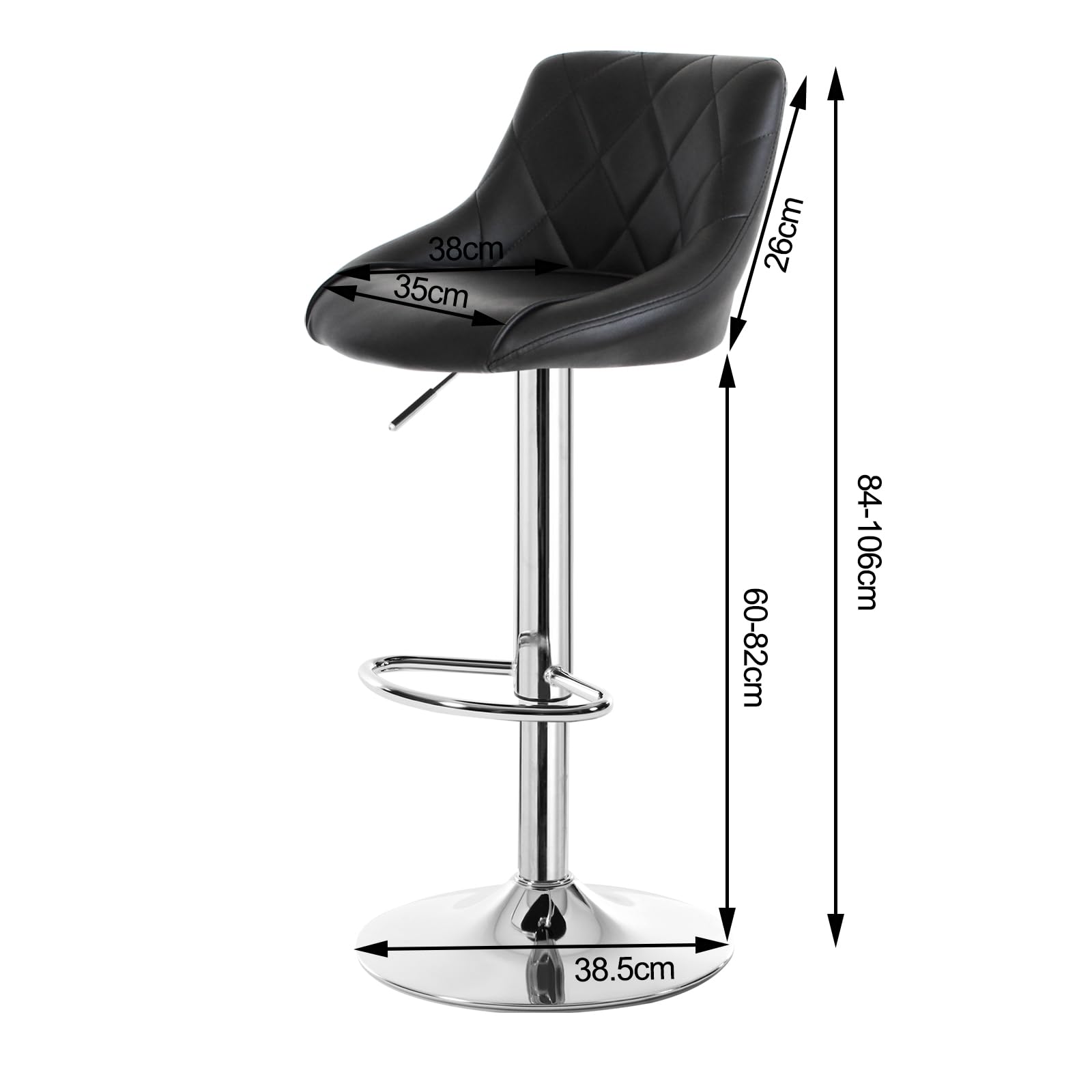 WOLTU Juego de 2 Taburete de Bar con Respaldo, Taburete Alto Cocina Acero Cromado, Asiento Bien Acolchado, Negro