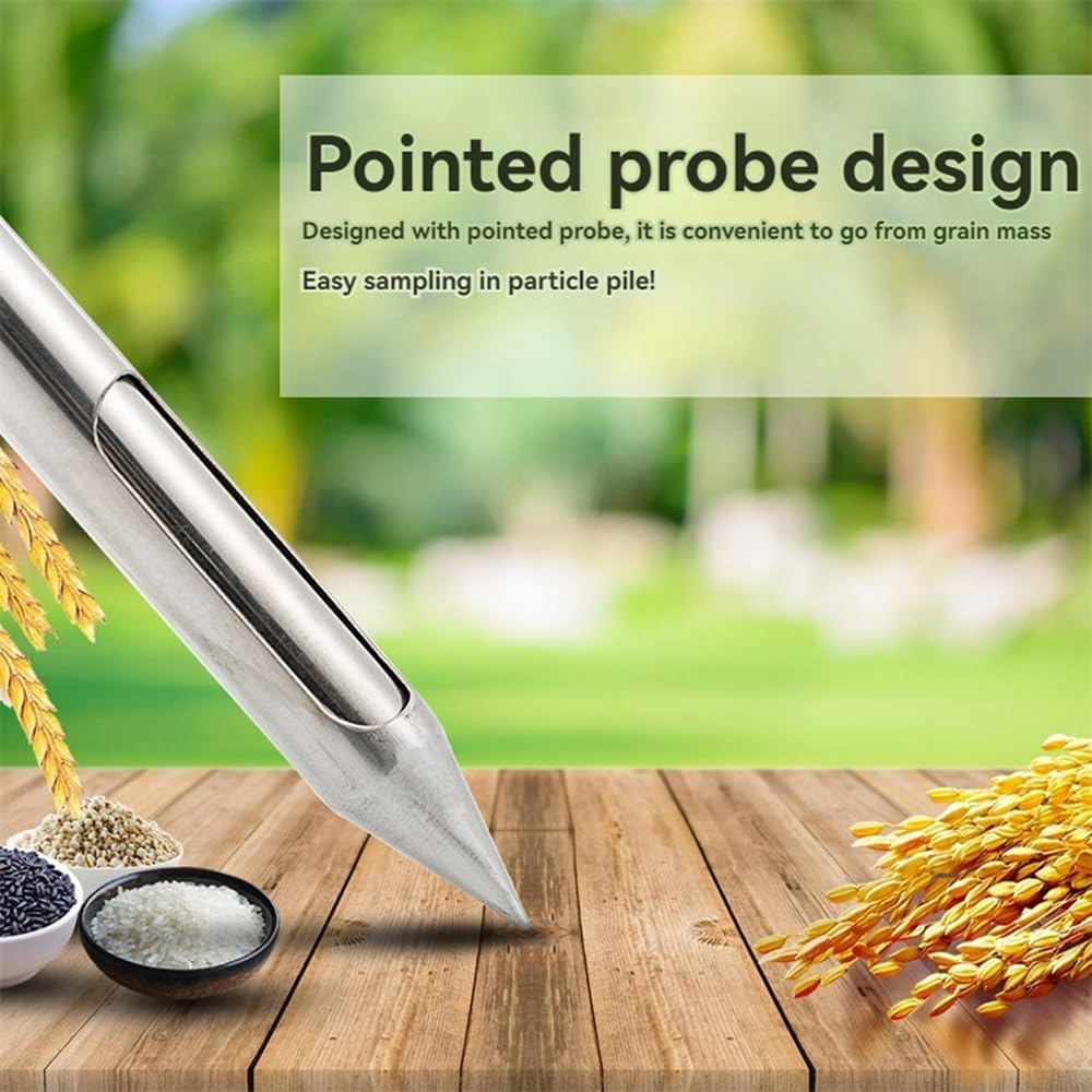 Stainless Steel Grain Probe Sampler - 3m Solid Sampling Tool for Rice, Corn, Wheat, Soybeans, Cement & Fertilizer - Durable 32mm Two-Section Design