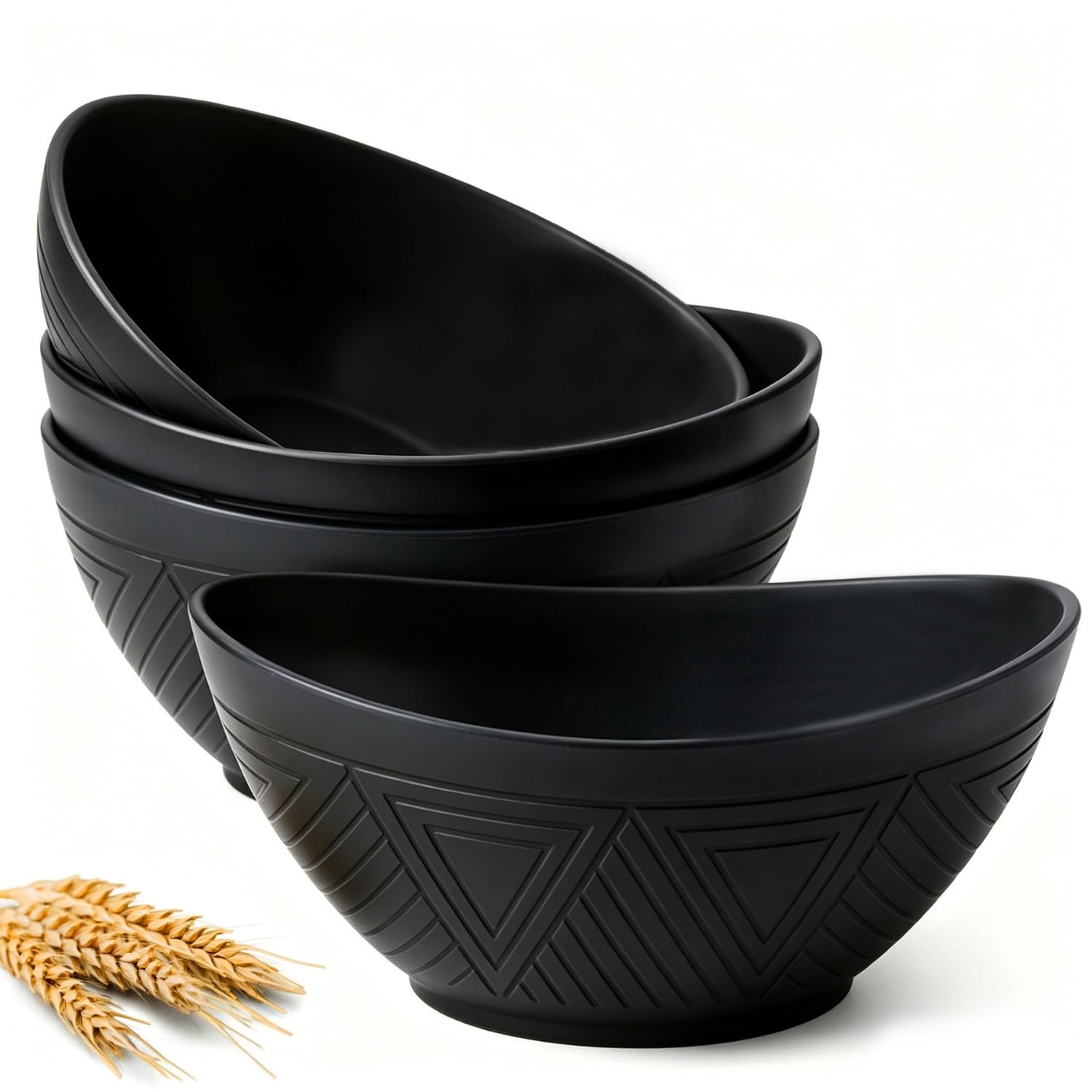 Homienly 9.6 inch Serving Bowls, Large Serving Dishes for Wedding Parties, 60 Oz for Salad, Side Dishes, Pasta, Oval Shape, Microwave &amp; Dishwasher Safe, Set of 4, Black