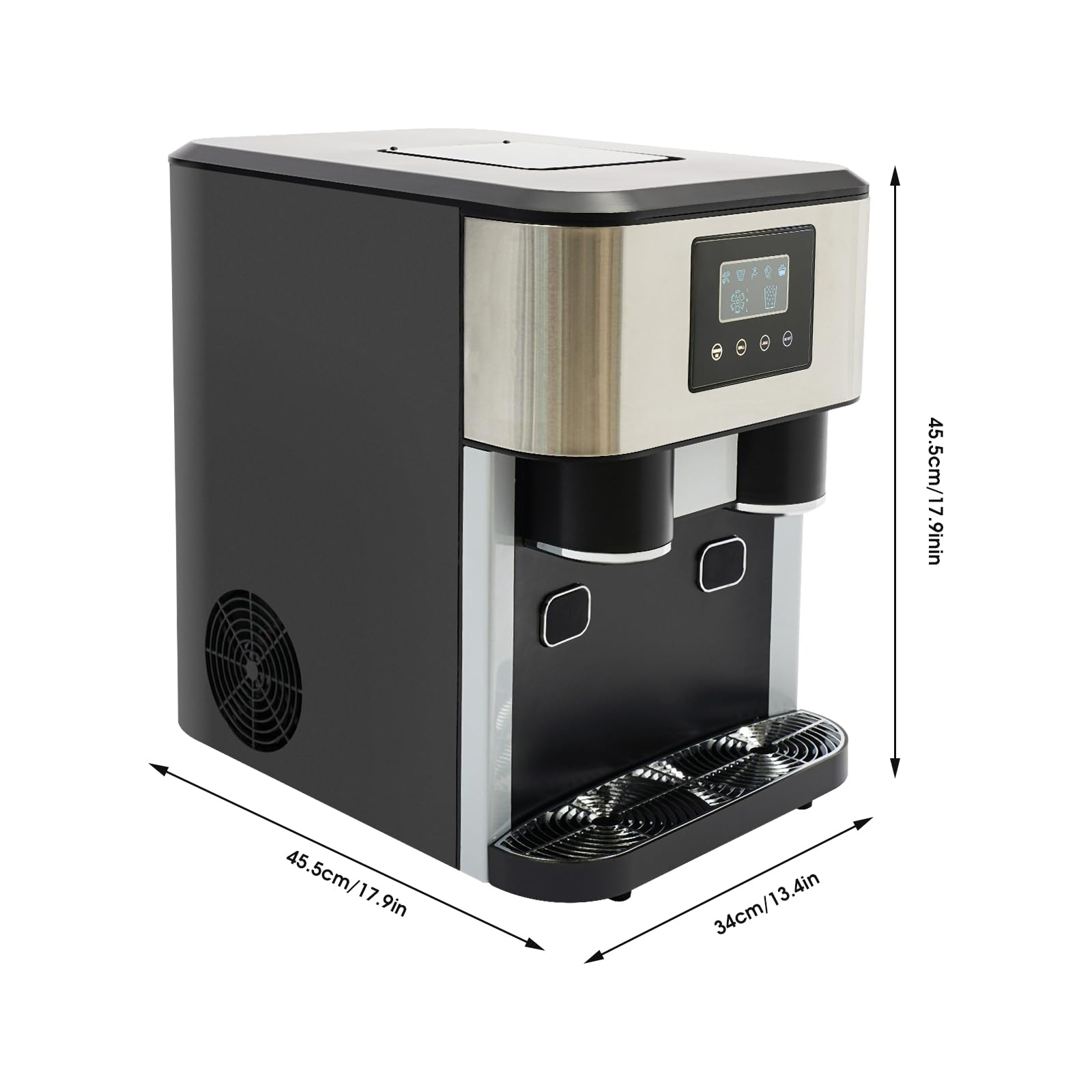 Gelatiera 3 in 1: macchina per ghiaccio tritato e cubetti di ghiaccio, 10-15 kg di ghiaccio al giorno in 8-12 minuti, 16 cubetti di ghiaccio con intuitivo controllo LCD touch, portatile e compatta