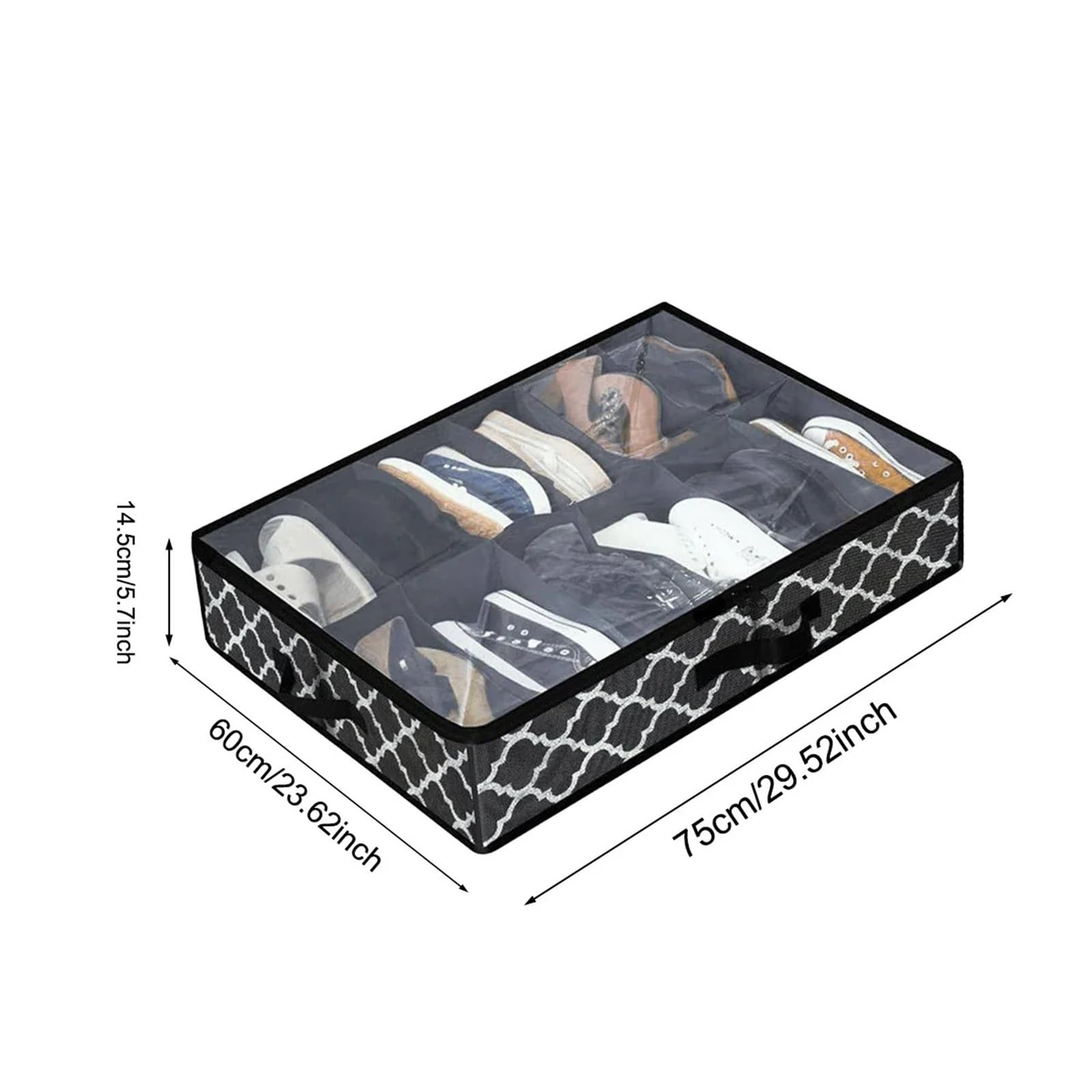 Organizzatore Di Scarpe Sotto Il Letto 1 scatola portaoggetti pieghevole for scarpe pieghevoli, scatola portaoggetti inferiore in tessuto non tessuto, con coperchio, scatola portaoggetti con finitura