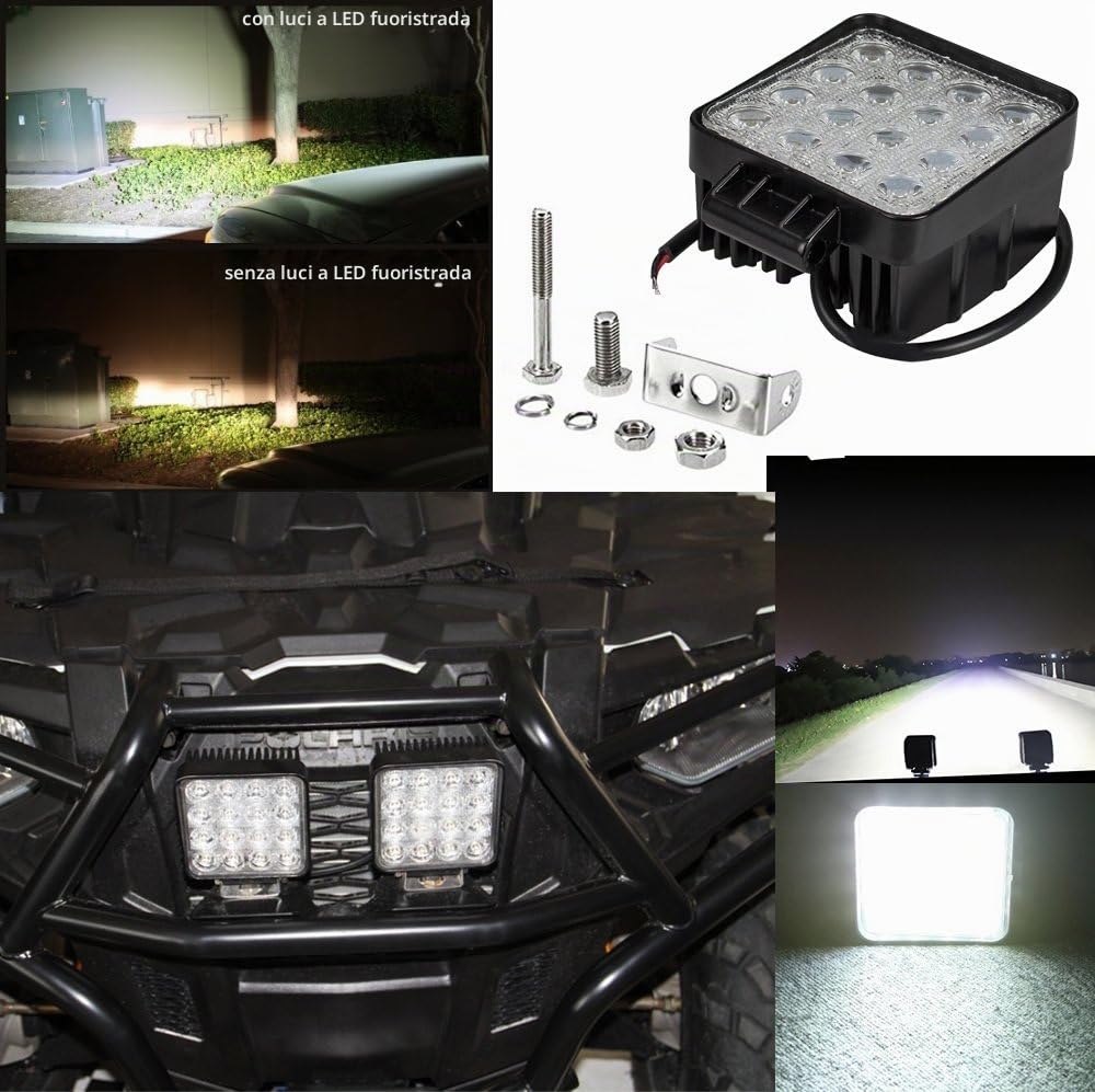 MIRACLE 48W 4.3" 4560LM faro da lavoro a LED da usare come proiettore abbagliante anabbagliante fendinebbia fanalino luce anteriore e posteriore ecc per autoveicoli fuoristrada barche trattori camion veicoli industriali. Tensione continua 12V 24V illumina