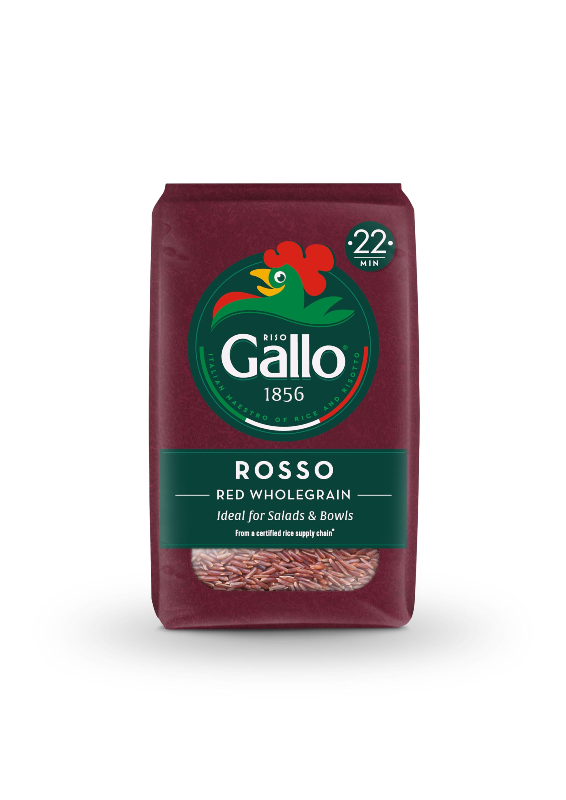 Riso Gallo Rosso Rustico, Vegan Red Wholegrain Rice Produced from Sustainable Agriculture, 500 g (Pack of 1)