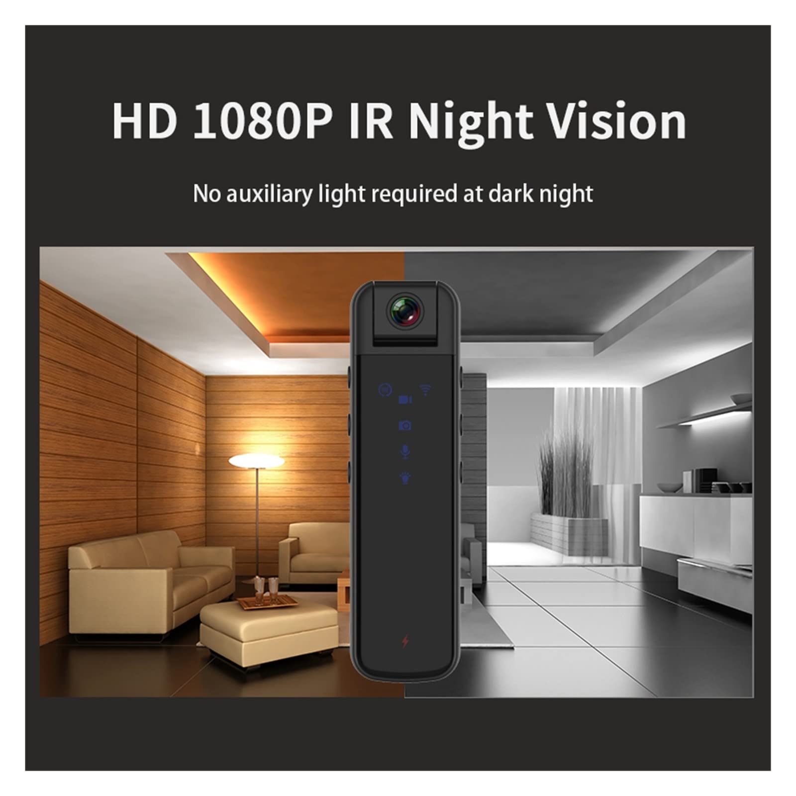 Action Cam, Mini Fotocamera Digitale HD 1080P Home Sports DV Sensore di Movimento for videocamera di Sicurezza Magnetica Piccola videocamera Pocket Body Camara,All'aperto, Sport, Video(64GB)
