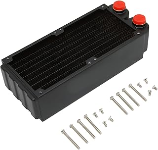 80mm Water Cooling Radiator, Double Layers 8 Pipes G1/4 Thread Double Fans Water Cooler with Screws for Computer, Small Servers, Drones, etc