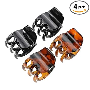 minihope Womens And Girls`s Classics 4 Medium Claw Clips, Great for Easily Pulling Up Your Hair,Pefrect for All Hair Types, Plastic Material, Black and Brown Colors, 4 Count (Pack of 1)