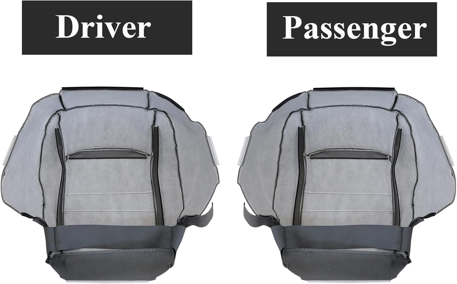 NLQR Front Driver & Passenger Side Bottom & Top Lean Back Replacement Cloth Seat Covers & Driver Side Foam Cushion Compatible with Dodge Ram 1500 2500 3500 4500 5500 SLT 2009 2010 2011 2012 Gray