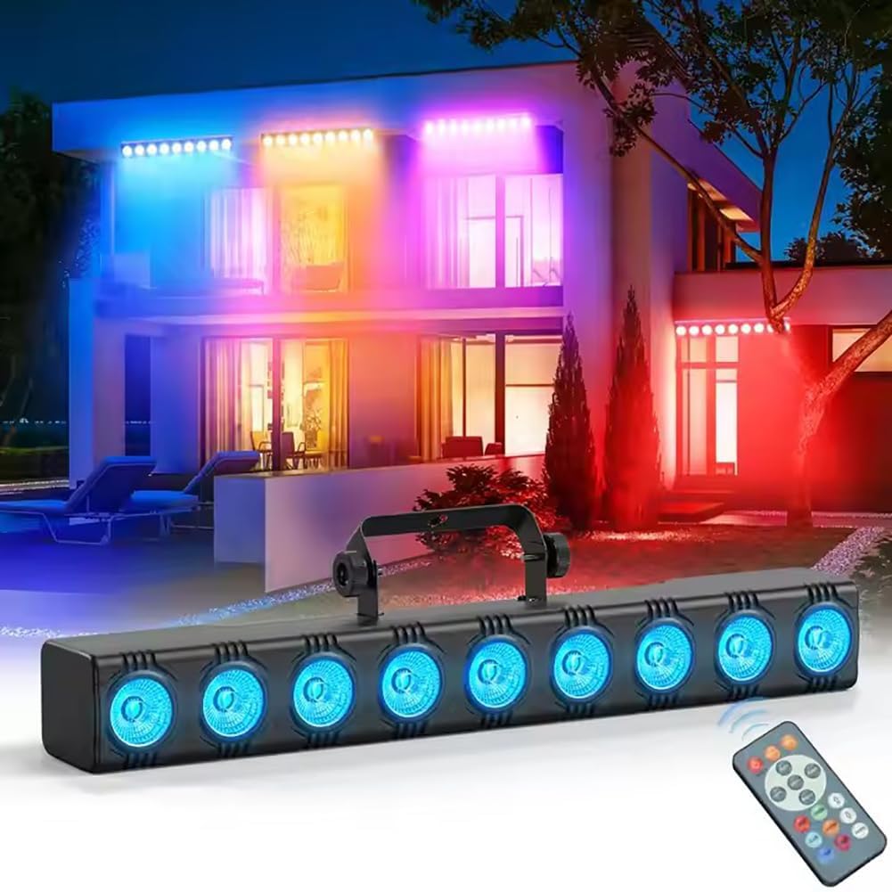 Flights LED Light Bar de 50W, iluminación de DJ RGBW 4-in-1 con Remoto, activación de Sonido y Control DMX-para Etapa, Eventos, Bodas, Iglesia, Fiesta, Disco