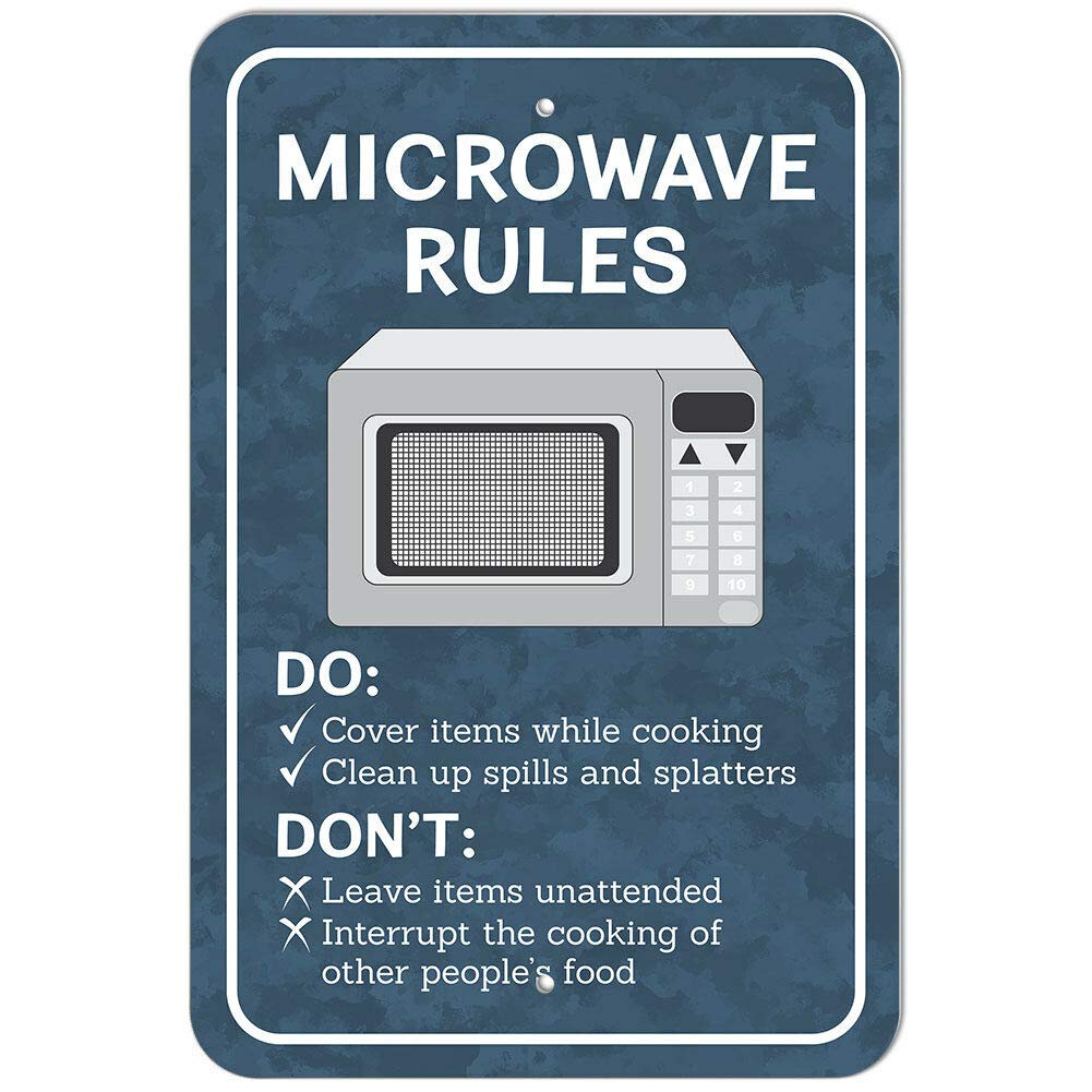 Kueprae A647 Metal Sign Microwave Rules Office Wall Decor 8X12 Inch