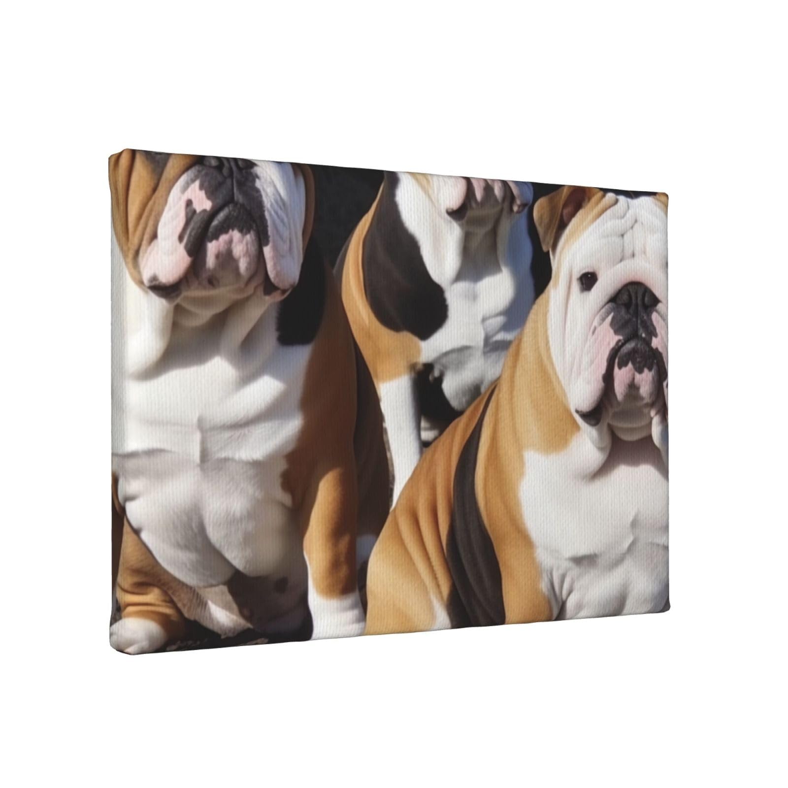 YKLJG English Bulldogs Printed Wall Art Canvas Painting 30x20 CM Wooden Framed Picture Painting Artwork Prints for Bedroom Kitchen Home Office Decor