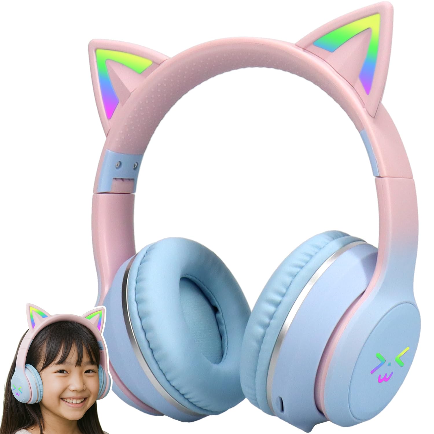 Bluetoothワイヤレスネコ耳ヘッドホン　5色発光、スピーカー内蔵 Amazon.co.jp: 【横トナ】 ワイヤレス猫耳ヘッドホン ブルー