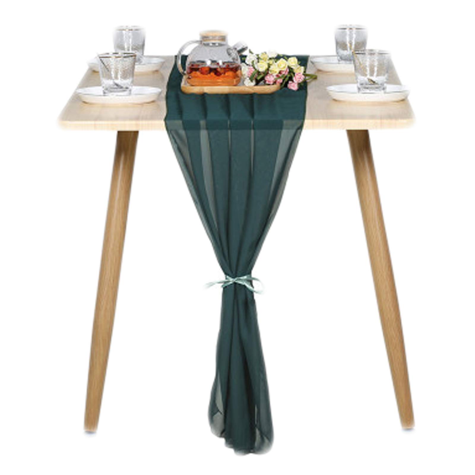 B-HOT Chiffon Table Runner Sheer Weddings Bridal Baby Shower Outdoor Party Decor Table Cloth Dark Green, 70 X 300 cm - Image 3
