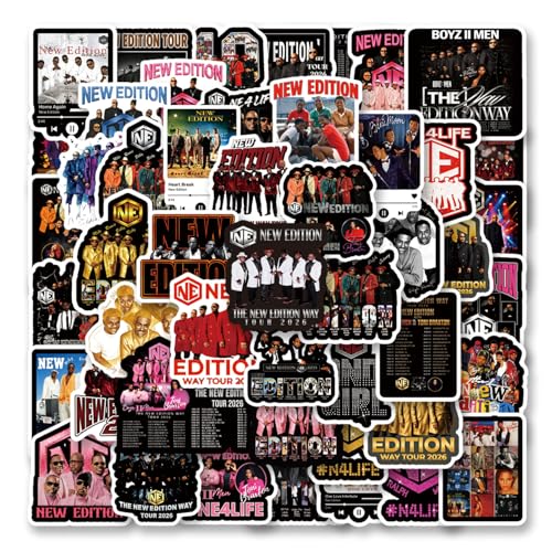 50Pcs Retro R&B The New Edition Way Tour 2026 Stickers 90s Nostalgia Music Fan Merch Waterproof...