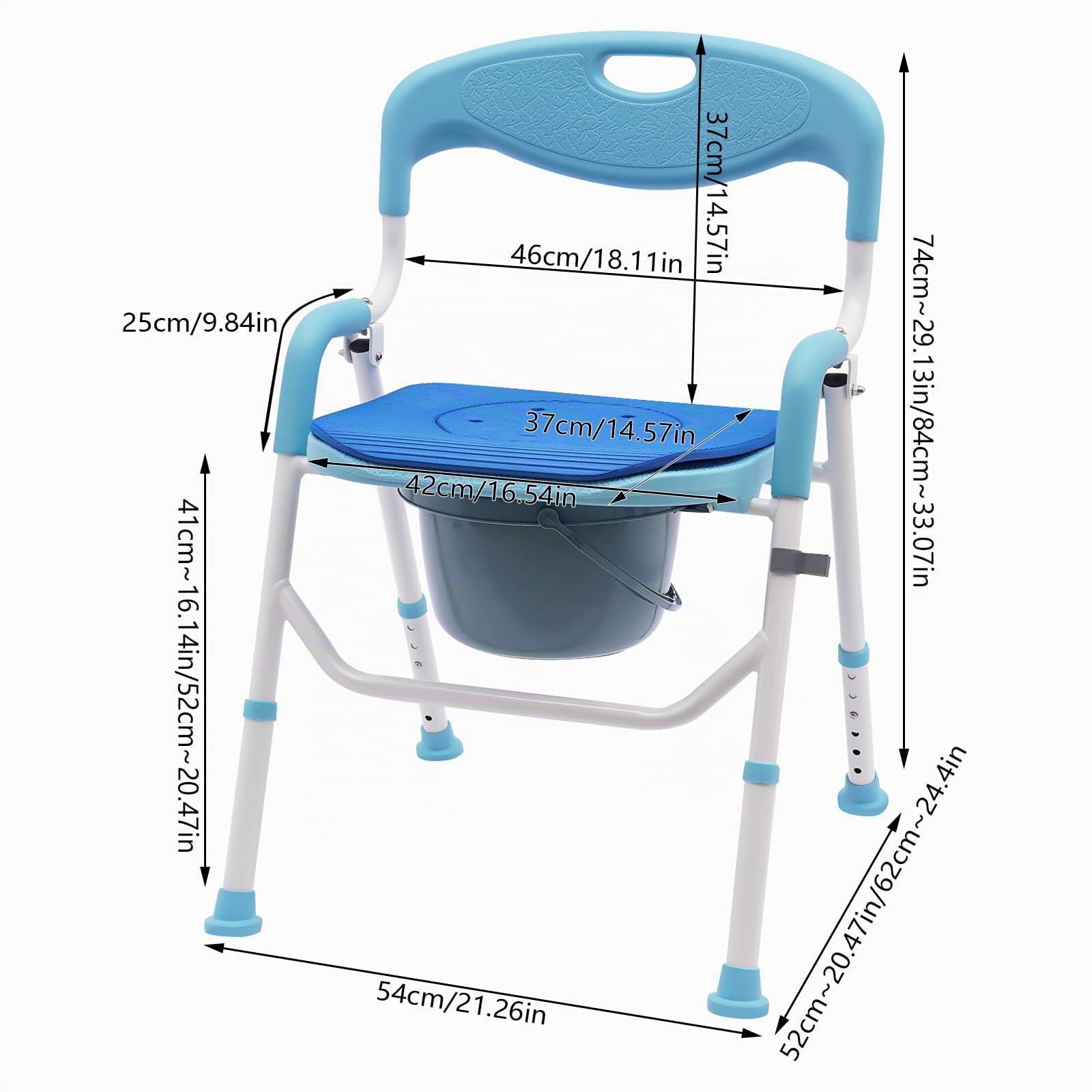 Silla de ducha plegable para personas mayores, asiento de ducha plegable con altura ajustable, silla de inodoro estable con reposabrazos, silla de ducha portátil para mayor comodidad y seguridad