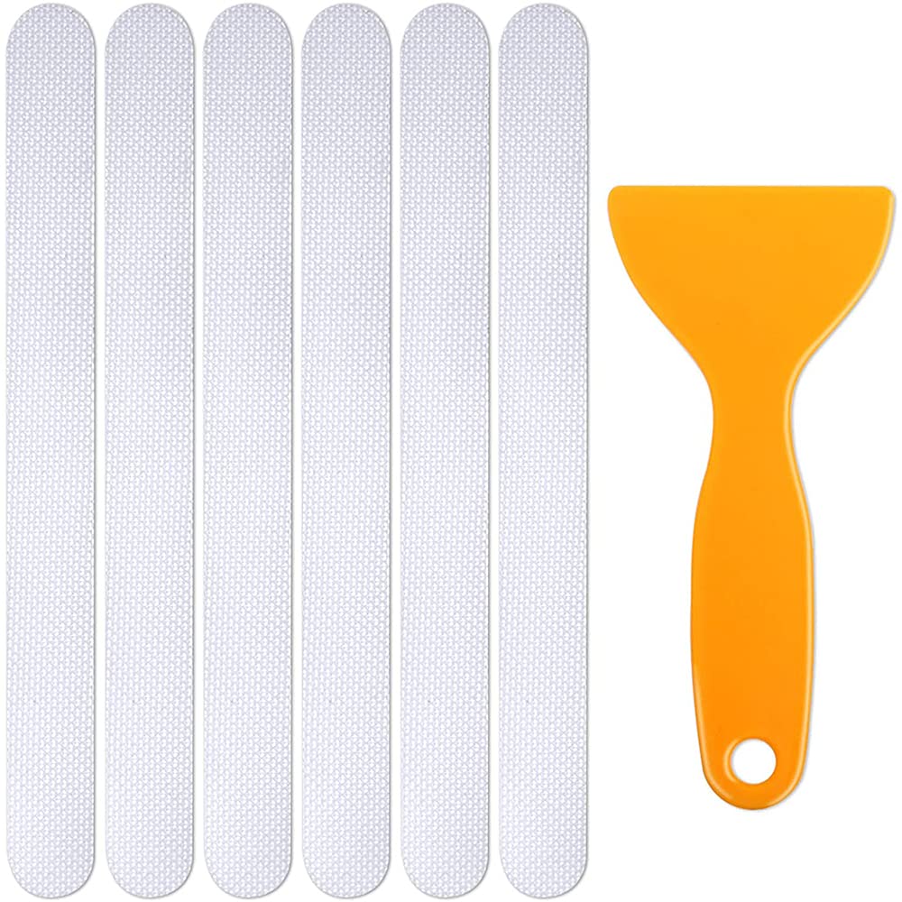Ancllo 24Pcs Non-Slip Bathtub Stickers Anti Slip Shower Strips Treads Safety Bathroom Tubs Sticker With Scraper For Shower Room Pools Stairs Steps Ladders