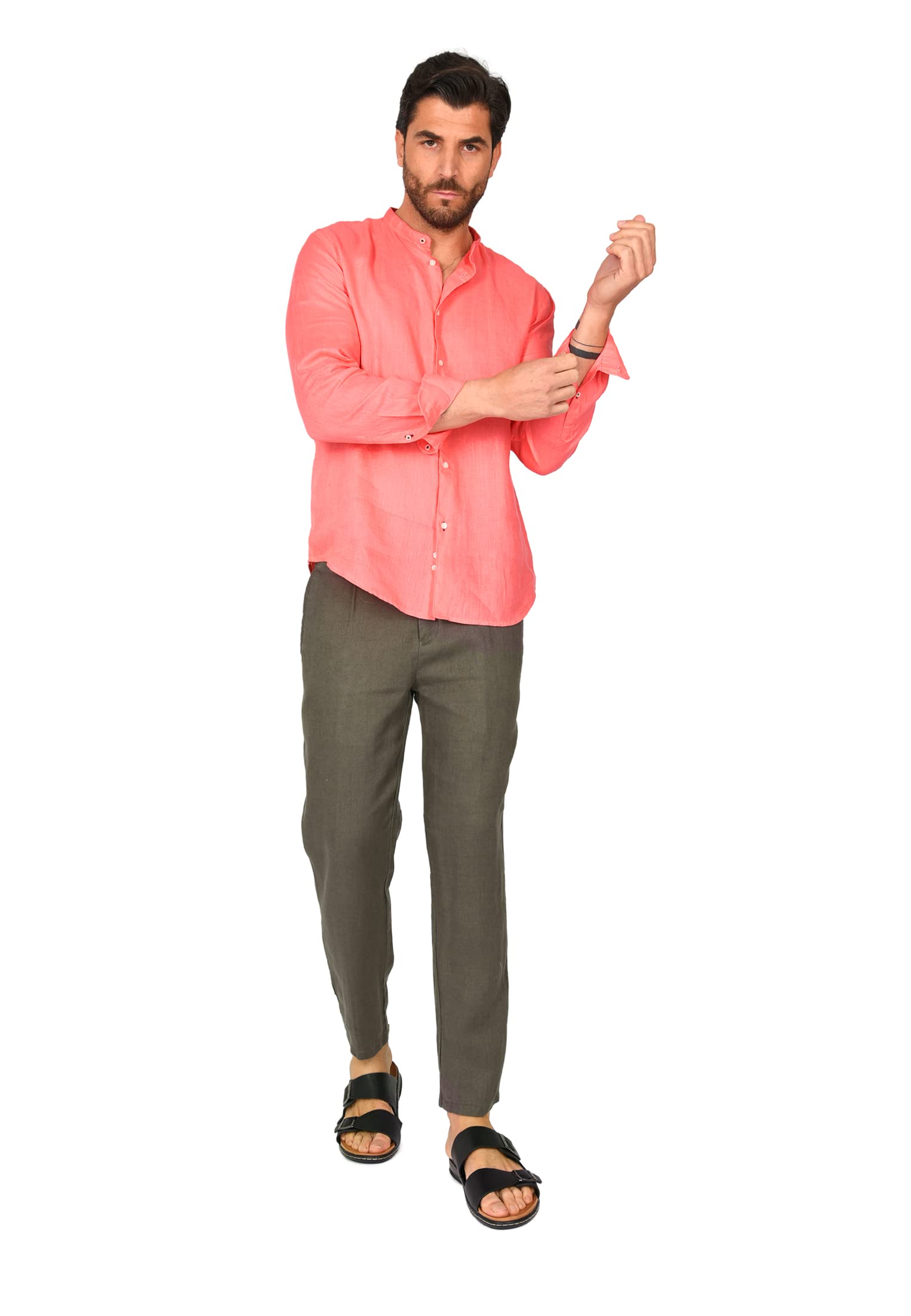 Ciabalù Pantalone Uomo Lino Elegante Pantaloni Capri Estivo Fresco e Comodi Tasca America Taglie Forti