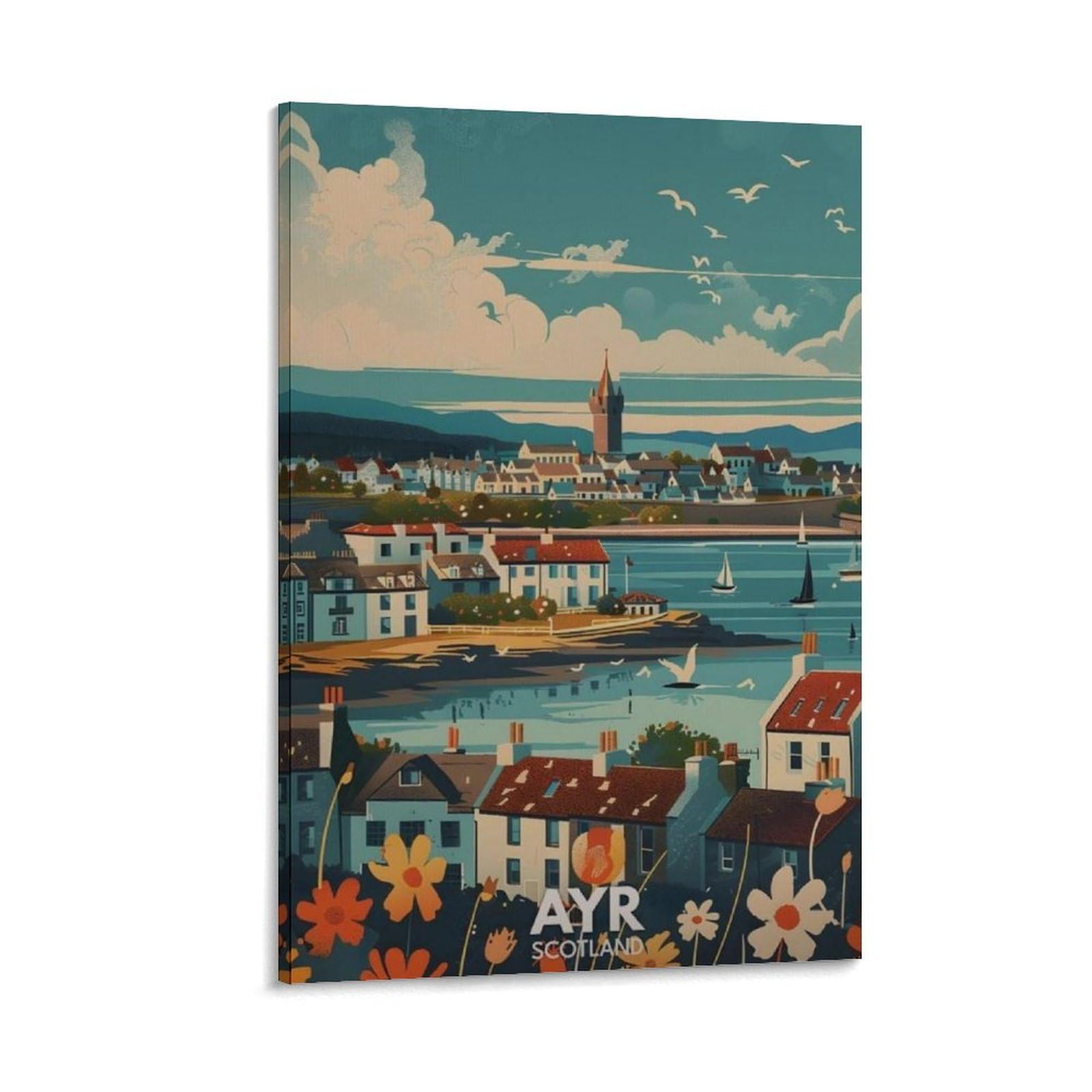Gqvcjsw Ayr Poster,Scotland Art Decor Canvas Poster Bedroom Decor Landscape Office Room Decor Gift 12X18inch(30X45cm)