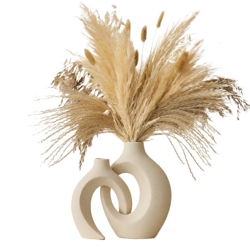 Pampas Grass con Jarrón Cerámico Blanco y Bouquet miniatura 2