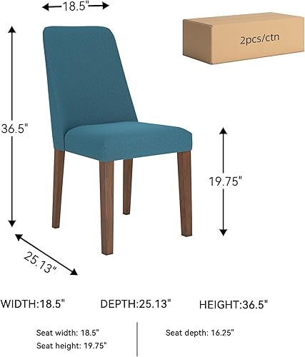 Miniatura 3 de Signature Design by Ashley Lyncott Silla auxiliar tapizada contemporánea para comedor con cojín de espuma, 2 unidades, azul y marrón
