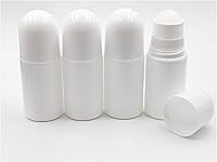 4 Pack 50mL Refillable Roll-On Bottles White PE Plastic - Empty Roller Balls for DIY Deodorant, Essential Oils & Fragrances