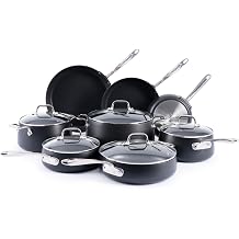 All-Clad HA1 Expert Hard Anodized Nonstick Cookware Set (13 Piece) Pots, Frying Pans, Dishwasher-Safe, Oven-Safe Up to 500&deg;F Compatible with All Stovetops (Gas, Electric &amp; Induction) - Black