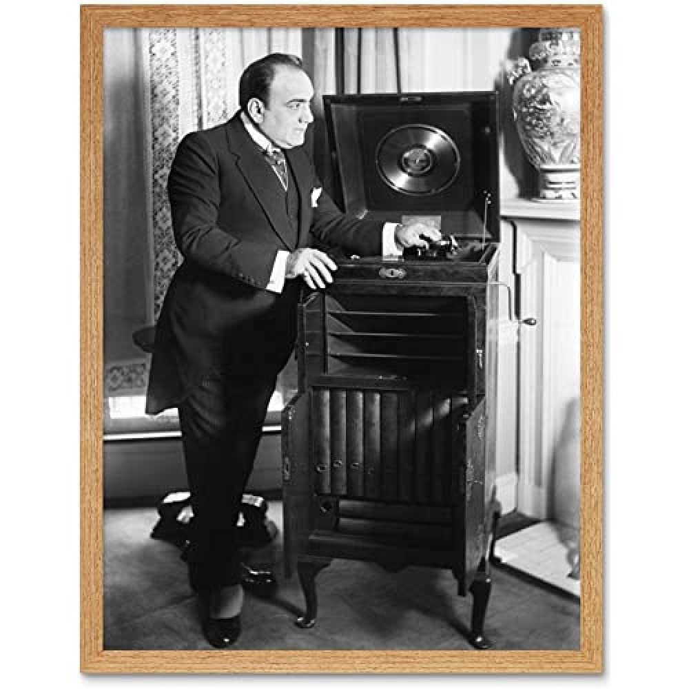 Bain Opera Singer Enrico Caruso Phonograph Photo Unframed Wall Art Print Poster Home Decor Premium