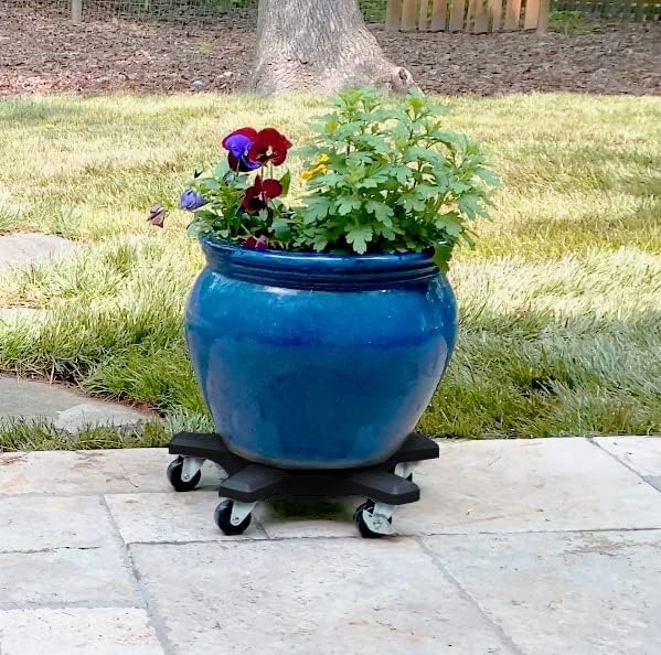 bosmere 20" plant caddie - heavy-duty rolling plant stand with locking wheels, 500 lb capacity – durable plant caddy for indoor/outdoor use, charcoal 20" charcoal