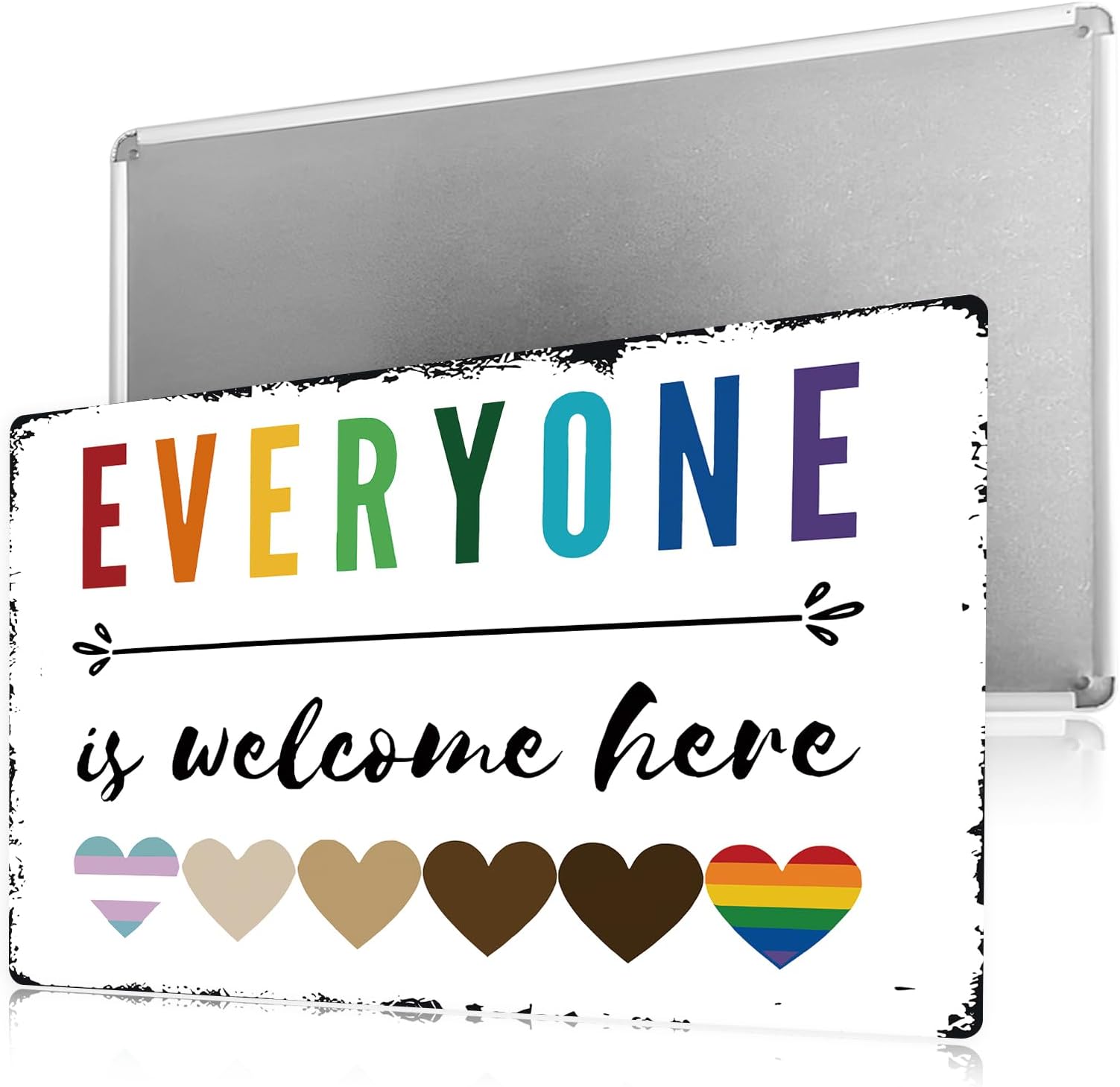 Welcome Sign For Classroom Boho Rainbow Classroom Decor Diversity Poster Everone Is Welcome Here Back To School Decorations 8×12 Inches Tin Sign