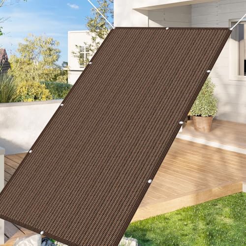 Voile d'ombrage résistant aux poches d'eau marron 350 x 400 cm avec œillets - 2