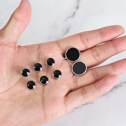 Miniatura 4 de Gemelos para hombres, camisa de esmoquin de acero inoxidable 316L, accesorios únicos de negocios, novio, boda, negro, plata, oro, joyería para hijo