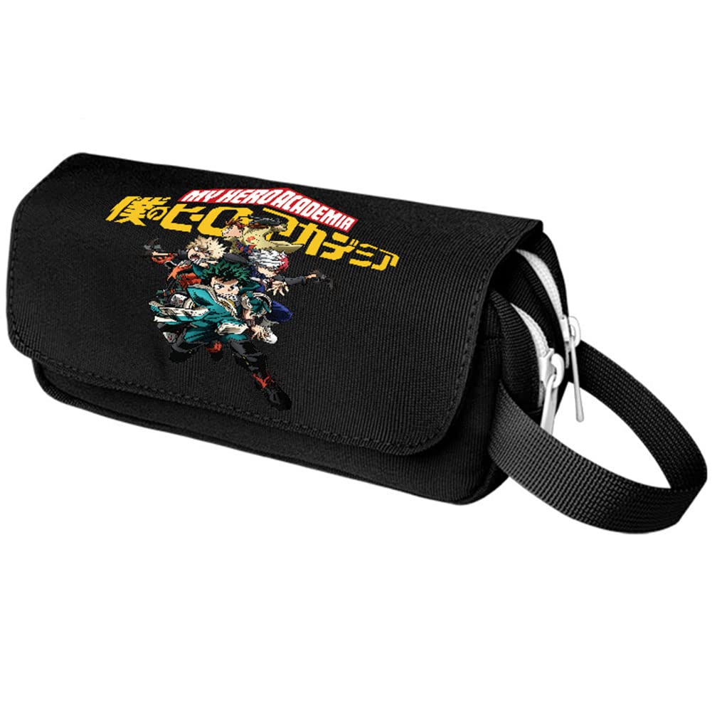 Zhongkaihua My Hero Academia Pencil Case Anime Midoriya Izuku/Todoroki Shouto Large Capacity Stationery Box Pencil Case Double Canvas Pen Pouch for Unisex Student Gift