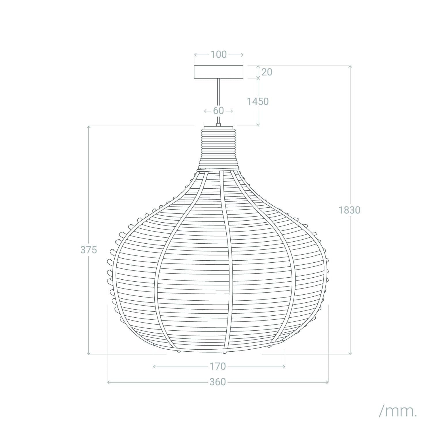 LEDKIA LIGHTING - Lámpara Colgante Ratán Yantai | Diseño Boho-Chic | Compatible con Bombillas LED E27 | Ideal para Salón; Dormitorio; Cocina | Natural