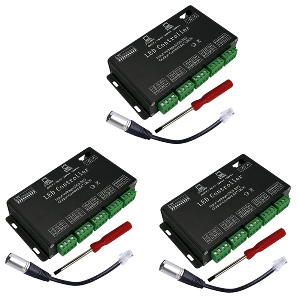 3 x 12 canales DMX decodificador RGB LED controlador 60A PWM DMX512 regulador controlador para RGB y módulo de luz LED