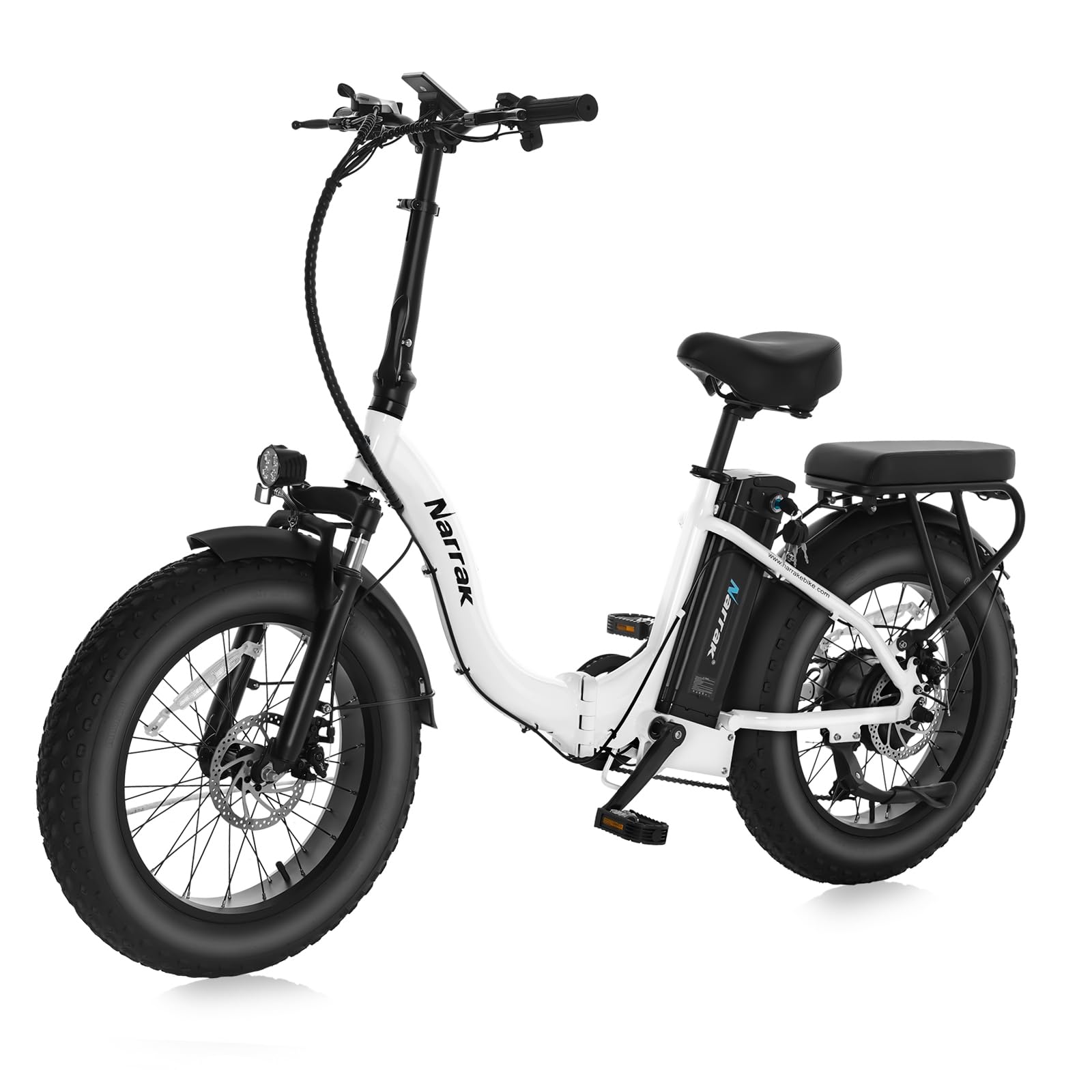 Fat Tire Folding Electric Bike, 48V & 624Wh Lithium Removable Battery, Peak 1100W Brushless Motor, Max Speed 20Mph, M5 Large LCD Display, Suspension, Step-Over/Thru Frame