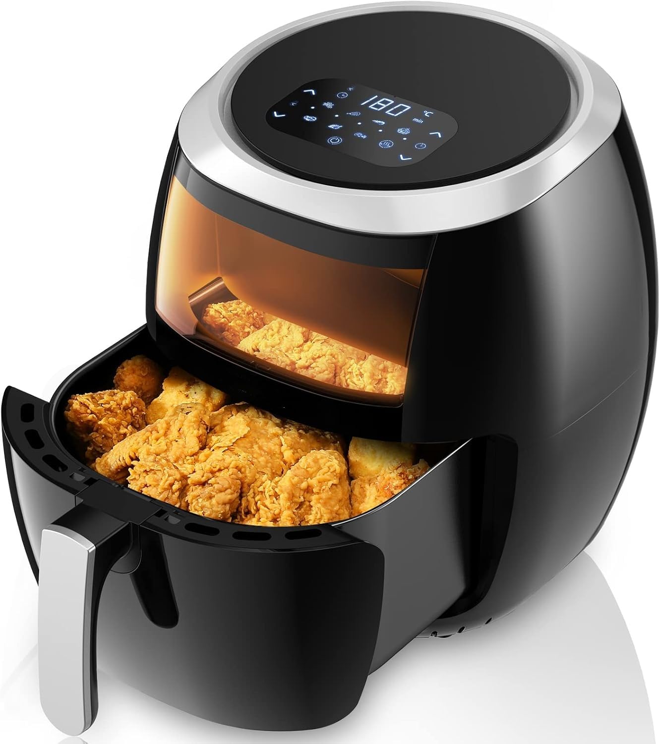 Freidoras Aire Freidora Fryer 8 Predefinidas, Pantalla Táctil LED, Ventana de Visualización, 8L Cocina Freidora Aire Caliente Sin Aceite