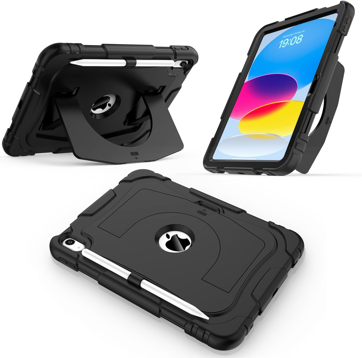 CCMAO Kids Case for New iPad (A16) 11 Inch 2025, iPad 10th Gen 10.9 Inch 2022, with Portable Handle Kickstand and Pencil Holder, Heavy Duty Shockproof Rugged Protective Case for iPad 11/10 Gen, Black 02 Black