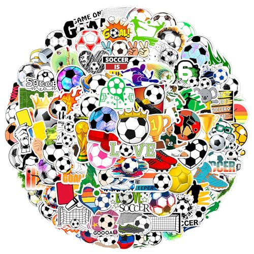 100pcs Soccer Sport Stickers for Water Bottle, Cool Soccer Gift Vinyl Waterproof Decal for Kids Teen...