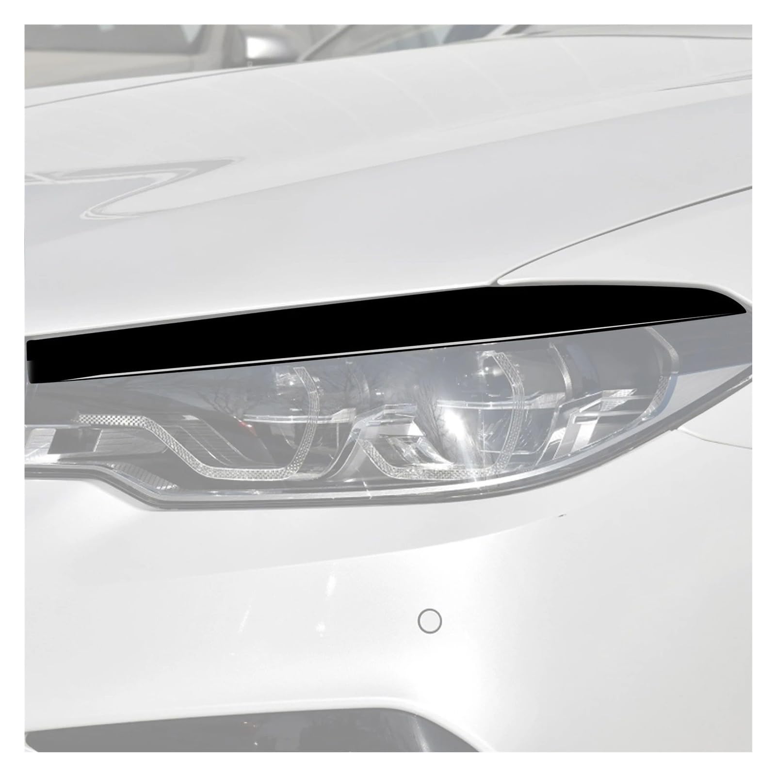 Auto-Augenbrauenaufkleber for den linken und rechten Scheinwerfer, Compatible With に適合BMW 5er-Reihe G30 G38 2018, Klavierlack-Augendeckelabdeckung, Außenzubehör, dekorativ