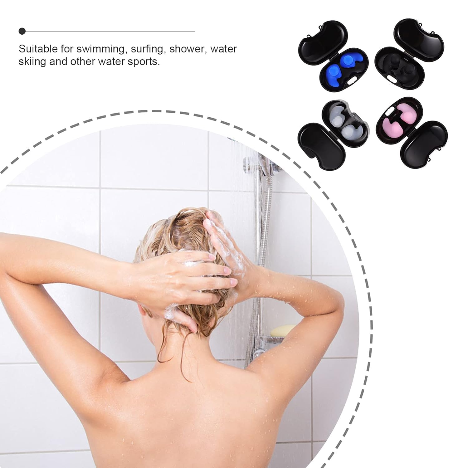 HEALLILY 4 Pairs EarPlugs Waterproof Reusable Silicone Swimming Ear Plugs Water Protection Swimming Kids Bathing Ear Plugs for Adults Kids Bathing 3
