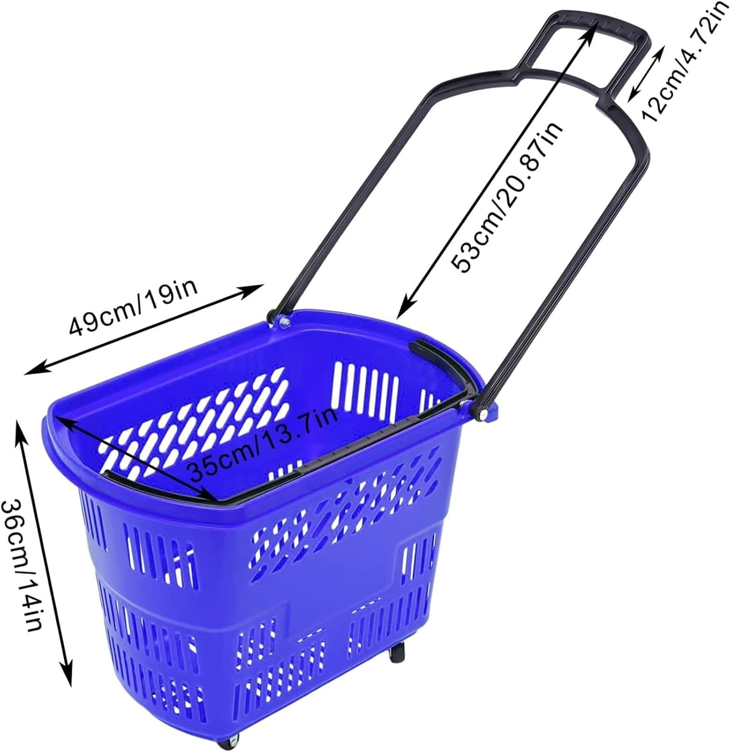 PUCHEN Shopping Basket 6PCS Shopping Baskets for Retail Store, Supermarket, Shopping Carts with Wheels, 35L/9.2gal Large Capacity (Color : Blue)