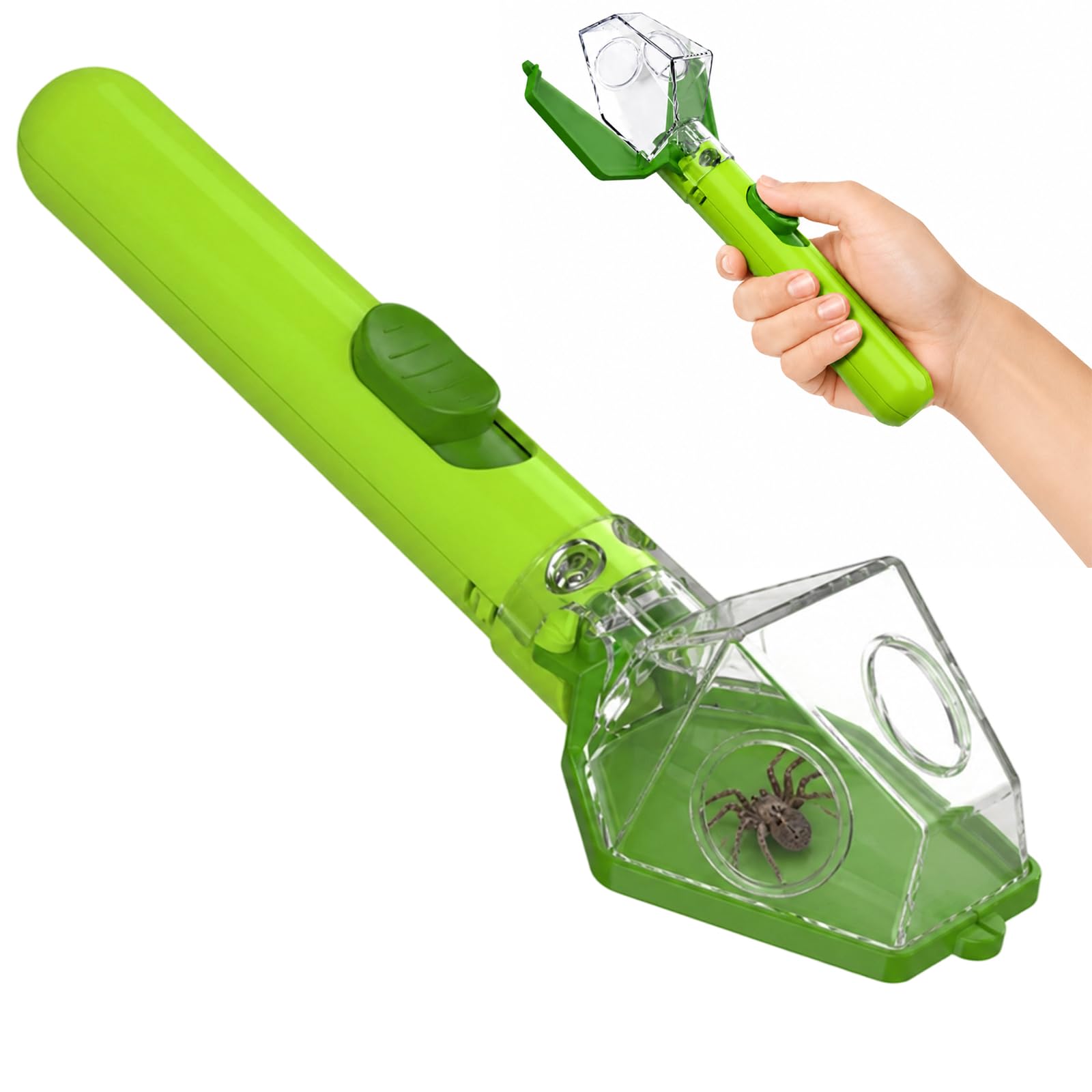 Bug Catcher for Kids,Portable Spider Catcher with 6X Magnifier Glass,Clear Observation Bug Hunting Kits for Children, STEM Educational Activity for Nature Enthusiasts(Green)
